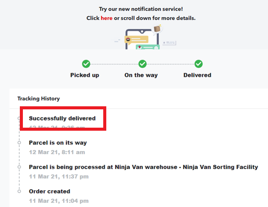 Ninja van parcel tracking
